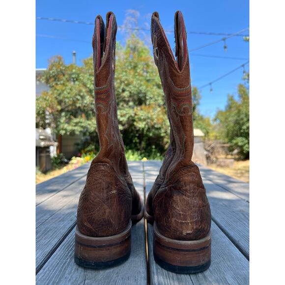 Boulet men’s 9 cowboy boots leather stitched square toe pulls western rodeo